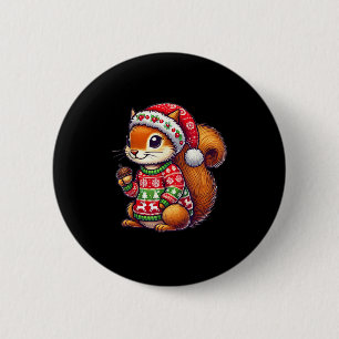 Eichhörnchen Ugly Sweater Weihnachtsmannmütze Weih Button