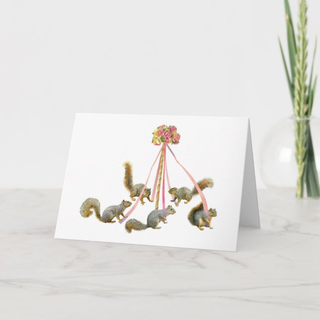 Eichhörnchen um den Maibaum Karte (Vorderseite)