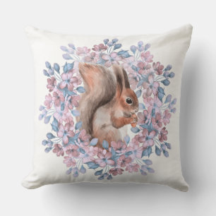 Eichhörnchen und Blume Kissen