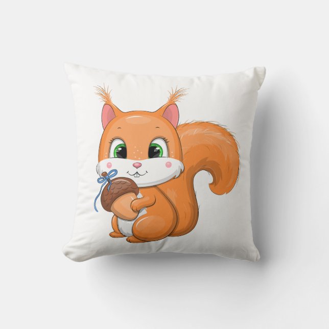 Eichhörnchen und Eichel. Kissen (Vorderseite)