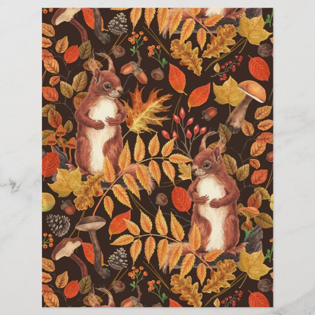 Eichhörnchen und Flora in dunkelbraun (Vorderseite)