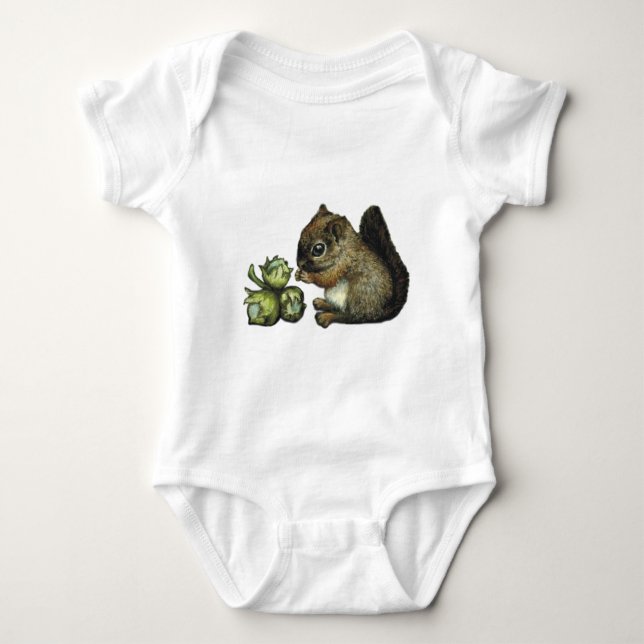 Eichhörnchen und Haselnüsse Baby Strampler (Vorderseite)
