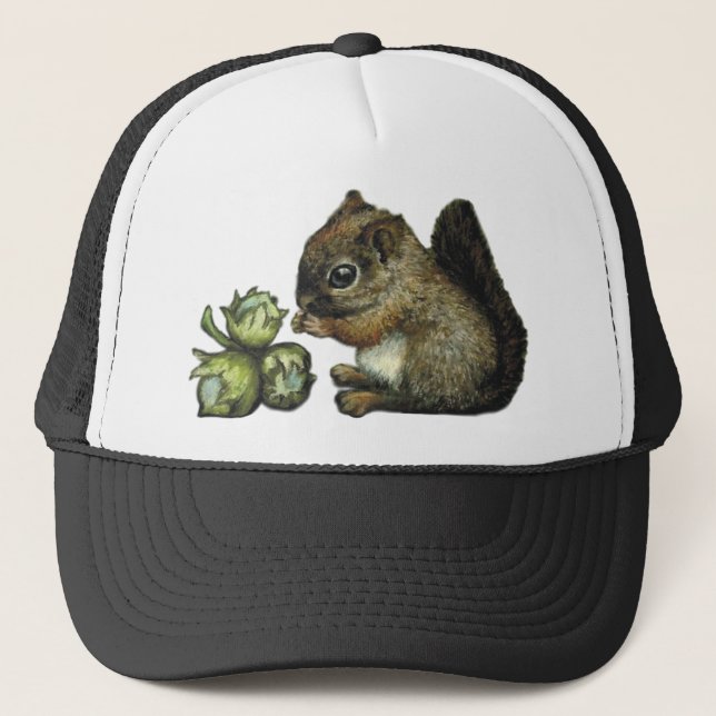 Eichhörnchen und Haselnüsse Truckerkappe (Vorderseite)