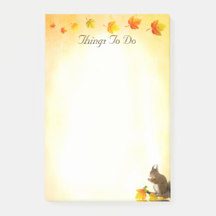 Eichhörnchen und Herbstlaub Dinge zu tun Post-it Klebezettel