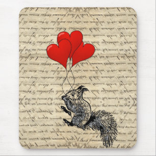 Eichhörnchen und Herzballons Mousepad