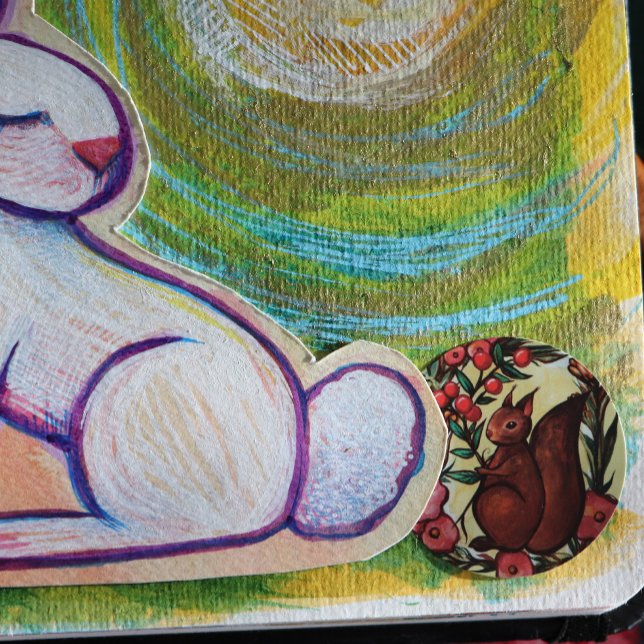 Eichhörnchen und Holly Winter Rote Eichhörnchen Runder Aufkleber (Von Creator hochgeladen)