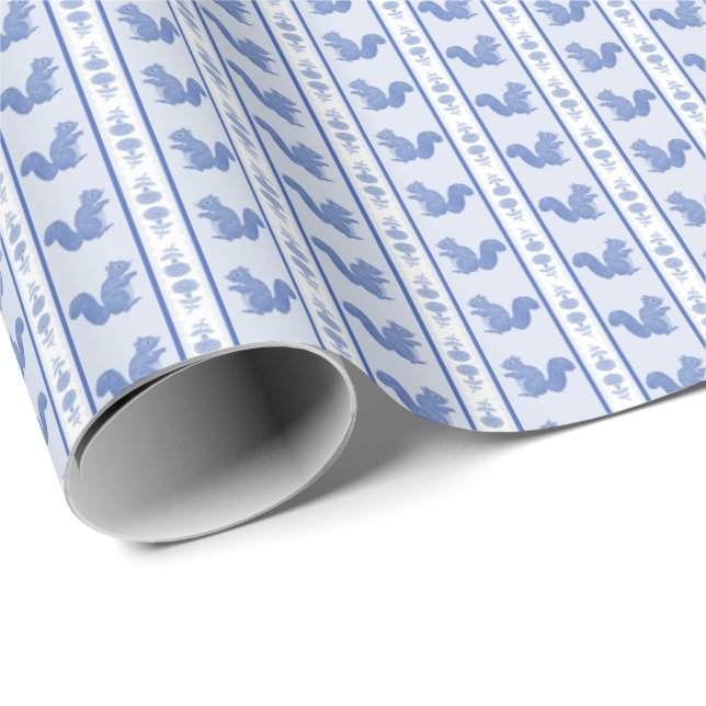 Eichhörnchen und Hortensien  Geschenkpapier (Rolleneckpunkt)
