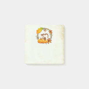 Eichhörnchen und Kürbisse Rustikaler Kranz Vintage Post-it Klebezettel