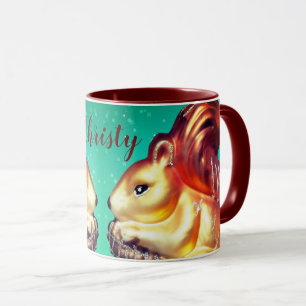 Eichhörnchen und Pinecone Vintager Herbst Winter Tasse