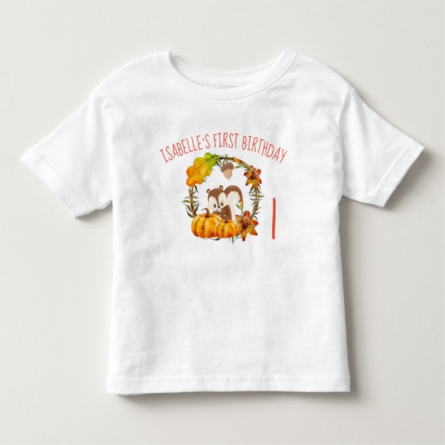 Eichhörnchen und Pumpkins Rustikaler Kranz Kleinkind T-shirt (Vorderseite)
