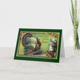 Eichhörnchen und Vintager Erntedank der Türkei Feiertagskarte