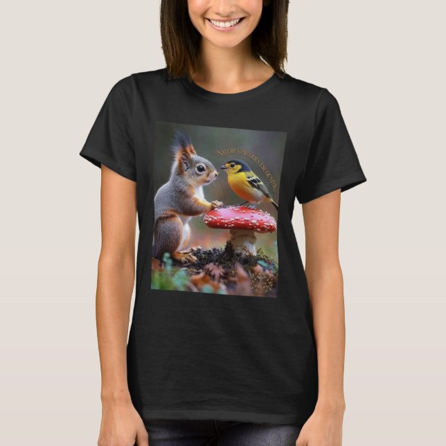 Eichhörnchen und Vogel Wald Freundschaft Frau Bio  T-Shirt (Vorderseite)