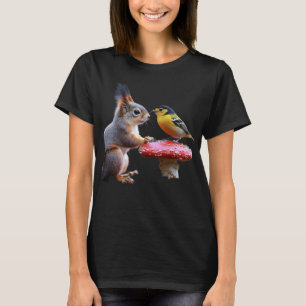 Eichhörnchen und Vogel Wald Freundschaft Frau Bio  T-Shirt