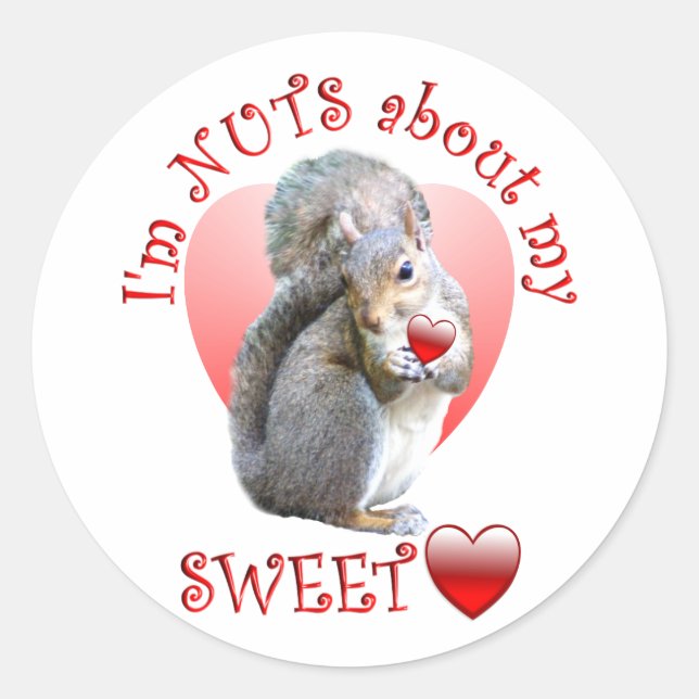 Eichhörnchen Valentine Runder Aufkleber (Vorderseite)