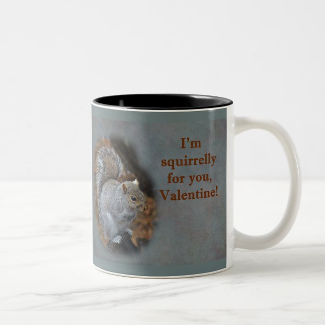 Eichhörnchen-Valentinstag-Karte Zweifarbige Tasse (Rechts)