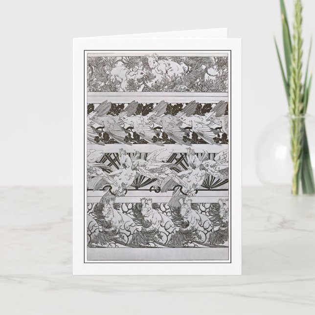 Eichhörnchen & Vögel des Jugendstils, Mucha Karte (Vorderseite)