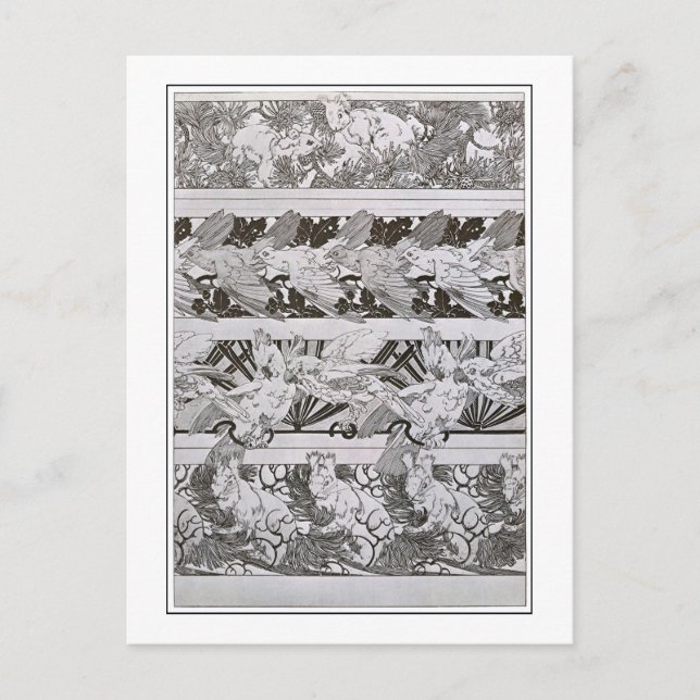 Eichhörnchen & Vögel des Jugendstils, Mucha Postkarte (Vorderseite)