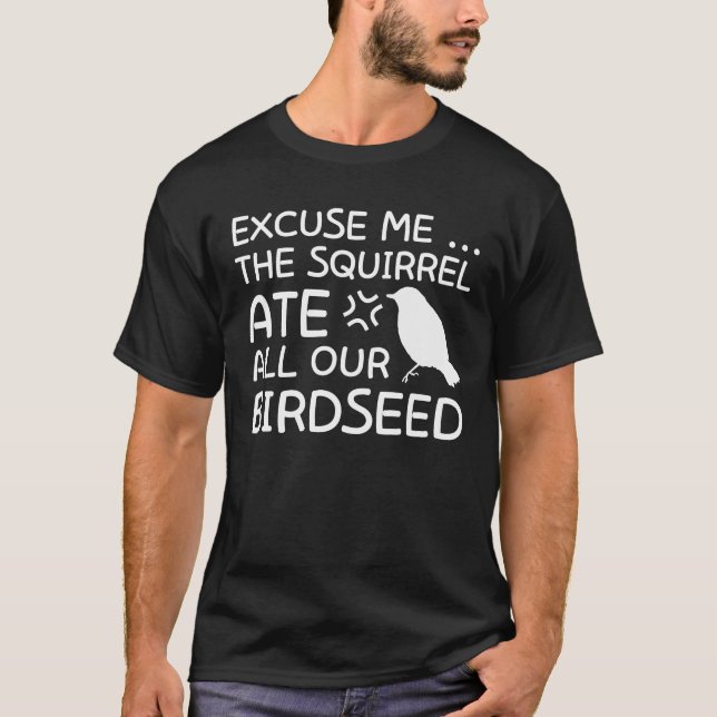 Eichhörnchen-Vogel-Liebhaber-Eichhörnchen aß T-Shirt (Vorderseite)
