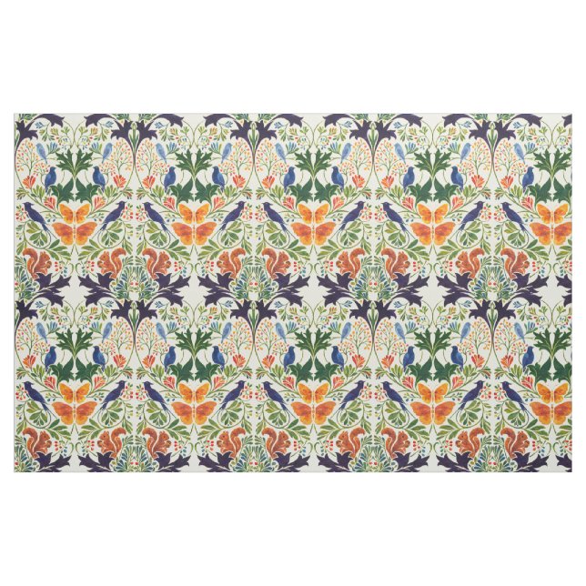 Eichhörnchen Vögel & Schmetterlinge Muster Stoff (Fat Quarter (45,7 x 55,9 cm))