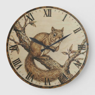 Eichhörnchen-Wanduhr - Gemütlicher Waldcharme Große Wanduhr