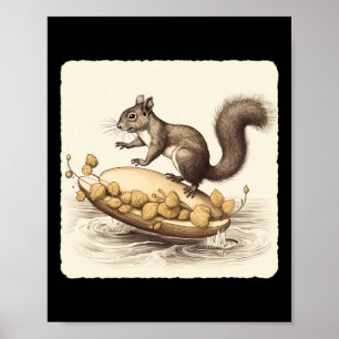 Eichhörnchen Wasserskifahren auf einem Paar Eichel Poster
