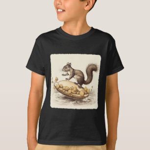 Eichhörnchen Wasserskilauf auf einem Paar Eicheln. T-Shirt