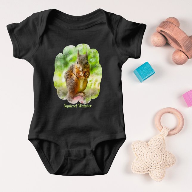 Eichhörnchen-Watcher-Tiermalerei Baby Strampler (Squirrel Watcher Animal Painting Artwork Baby Bodysuit)