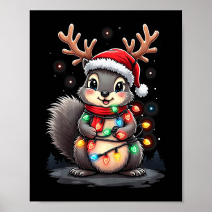 Eichhörnchen Weihnachten 2024 mit Licht & Lampe; U Poster