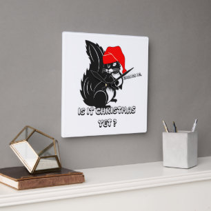 Eichhörnchen Weihnachten, ist es schon Weihnachten Quadratische Wanduhr