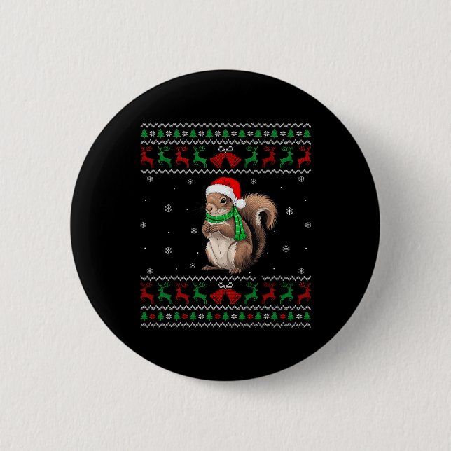 Eichhörnchen Weihnachten Pajama Weihnachtsmannmütz Button (Vorderseite)