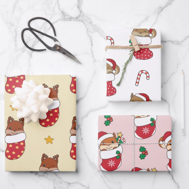 Eichhörnchen Weihnachten Wintertiere Feiertage Eic Geschenkpapier Set (Vorderseite)