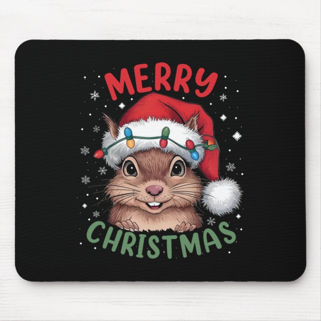 Eichhörnchen Weihnachtsbaum Lichter Xmas Sweater M Mousepad (Vorne)