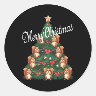 Eichhörnchen Weihnachtsbaum Runder Aufkleber