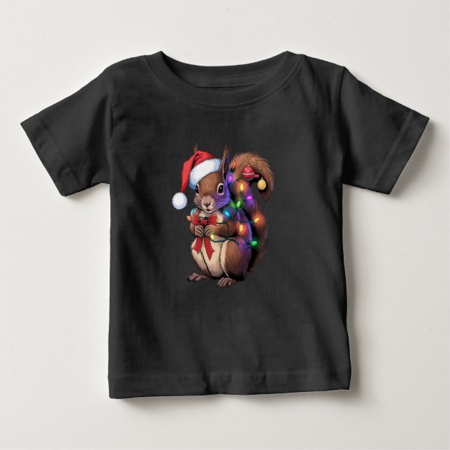 Eichhörnchen Weihnachtsbeleuchtung Weihnachtsliede Baby T-shirt (Vorderseite)