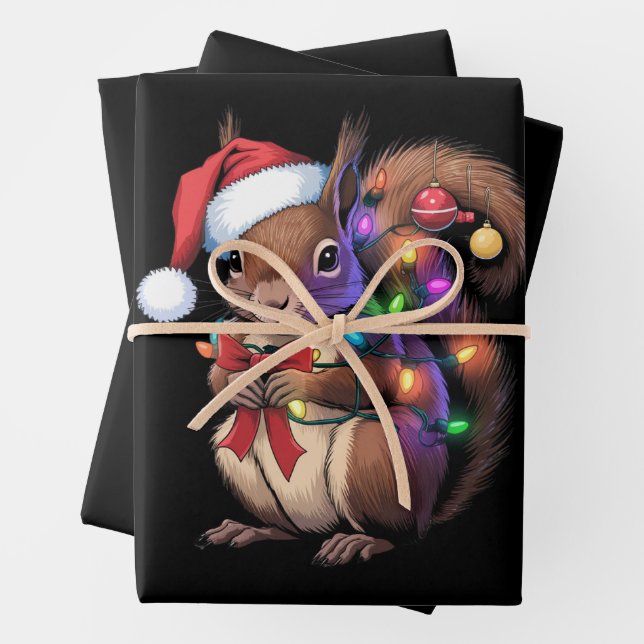 Eichhörnchen Weihnachtsbeleuchtung Weihnachtsliede Geschenkpapier Set (Beispiel)