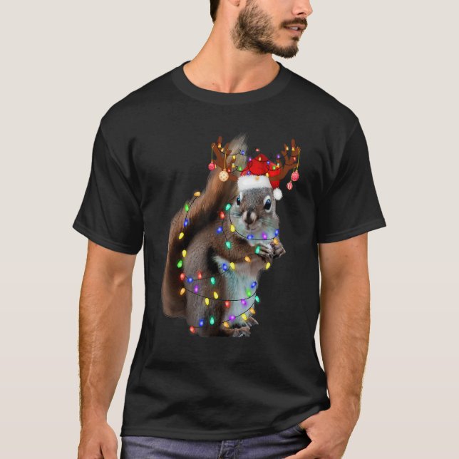 Eichhörnchen-Weihnachtsdekorationen Santa-Hut Xmas T-Shirt (Vorderseite)