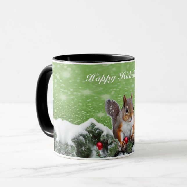 Eichhörnchen Weihnachtsfeiertage Tasse (Vorderseite Links)