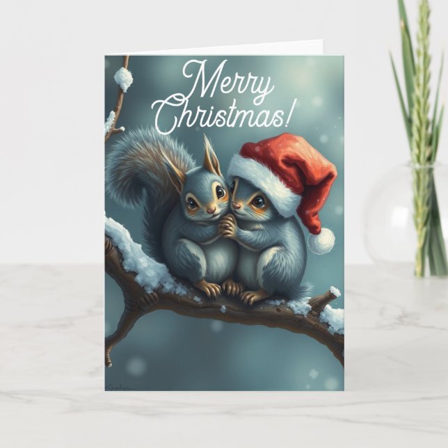 Eichhörnchen-Weihnachtskarte Karte (Vorderseite)