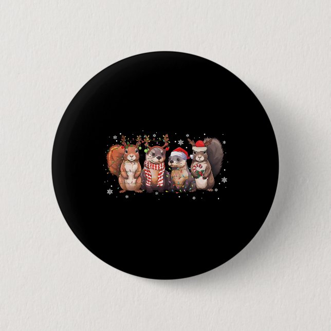 Eichhörnchen Weihnachtslichter Lustige Xmas Eichhö Button (Vorderseite)