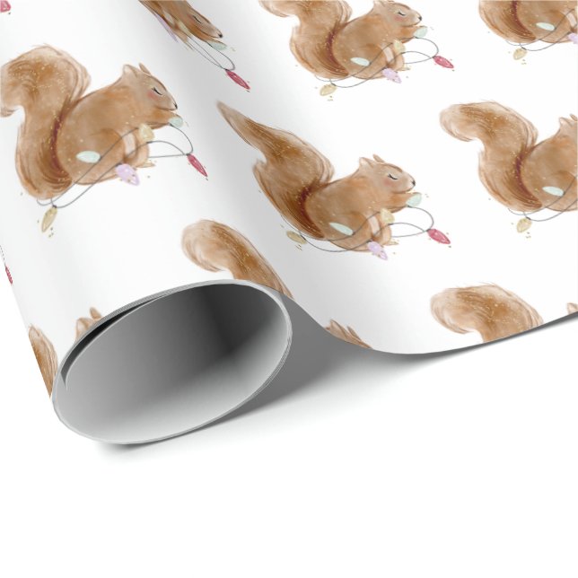 Eichhörnchen Weihnachtslichtpapier Geschenkpapier (Rolleneckpunkt)