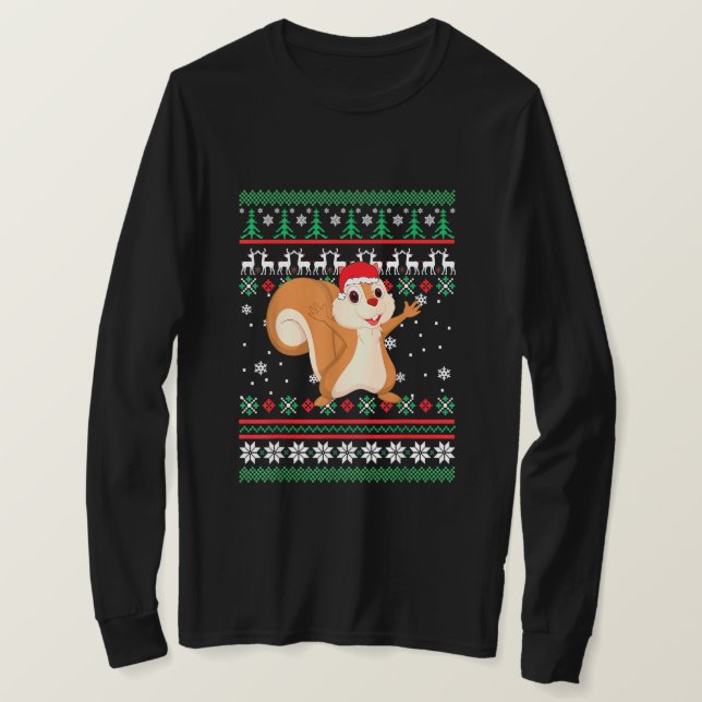 Eichhörnchen Weihnachtsmannmütze Funny UGLY Christ T-Shirt (Design vorne)