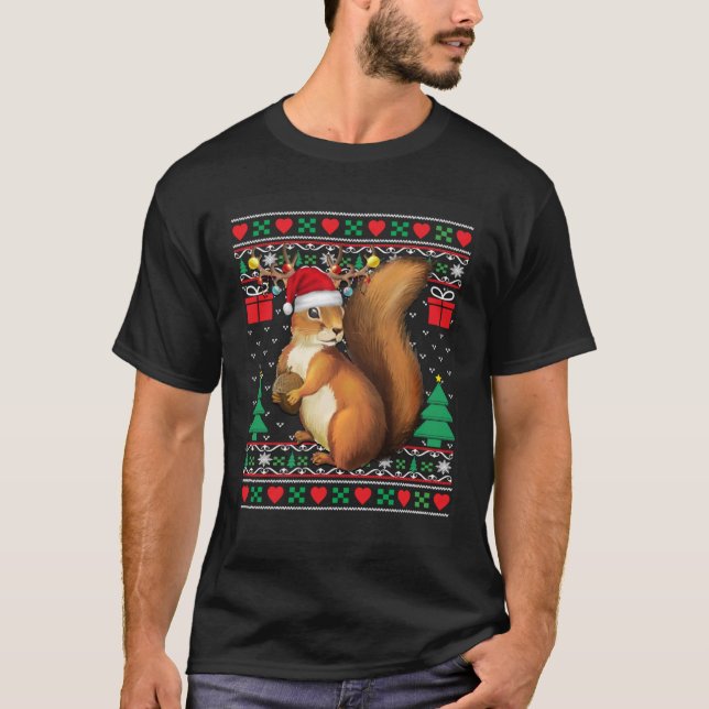 Eichhörnchen Weihnachtsmannmütze Match Ugly Eichhö T-Shirt (Vorderseite)