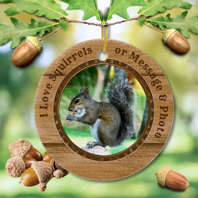 Eichhörnchen Weihnachtsschmuck mit Ihrem Text, Fot (Personalized, Squirrel tree ornaments. Christmas squirrel ornaments. Squirrel lover gifts. Squirrels)