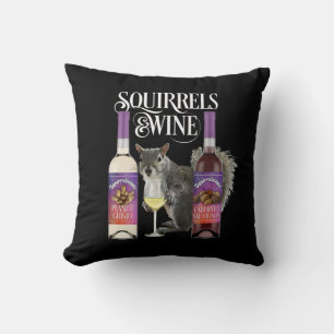 Eichhörnchen & Wein - Funny Squirrel Lover und Wei Kissen