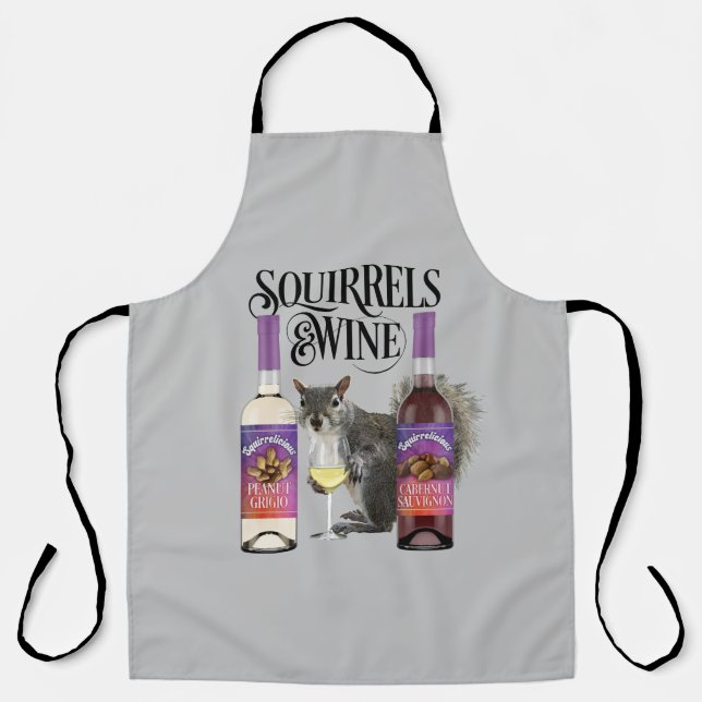 Eichhörnchen & Wein - Funny Squirrel Lover und Wei Schürze (Vorderseite)