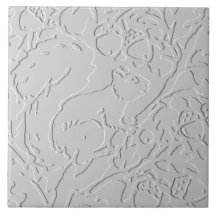 Eichhörnchen Weiß Schwarz Embossed Woodland Acorn