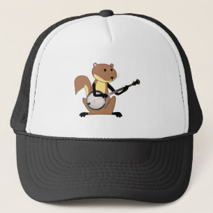 Eichhörnchen, welches das Banjo spielt Truckerkappe