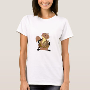 Eichhörnchen, welches das französische Horn spielt T-Shirt