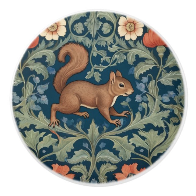Eichhörnchen William Morris Stil Richtig gegenüber Keramikknauf (Vorderseite)