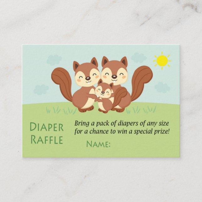 Eichhörnchen-Windeln-Raffelkarten Platzkarte (Vorderseite)